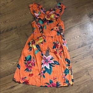 Old Navy Orange Floral Midi Dress